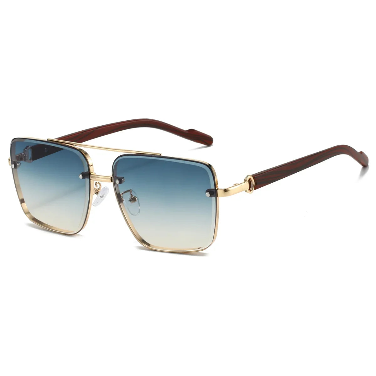 Fashion Retro Square Metal Shades Women's Original Brand Design Driving Sunglasses New Double Bridge Pilot Sun Glasses Qme blue yellow