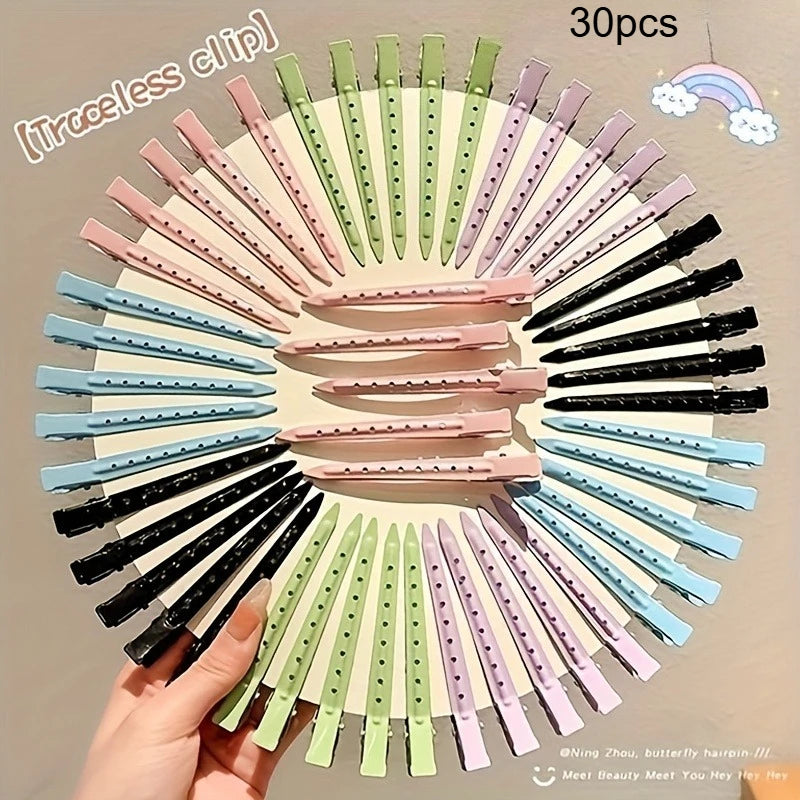 Metal Hairdressing Salon Crocodile Styling with Holes Duckbill Hair Splitting Clip Hair Clip Hair Accessories Suitable for Women Qme multicolored 30pcs