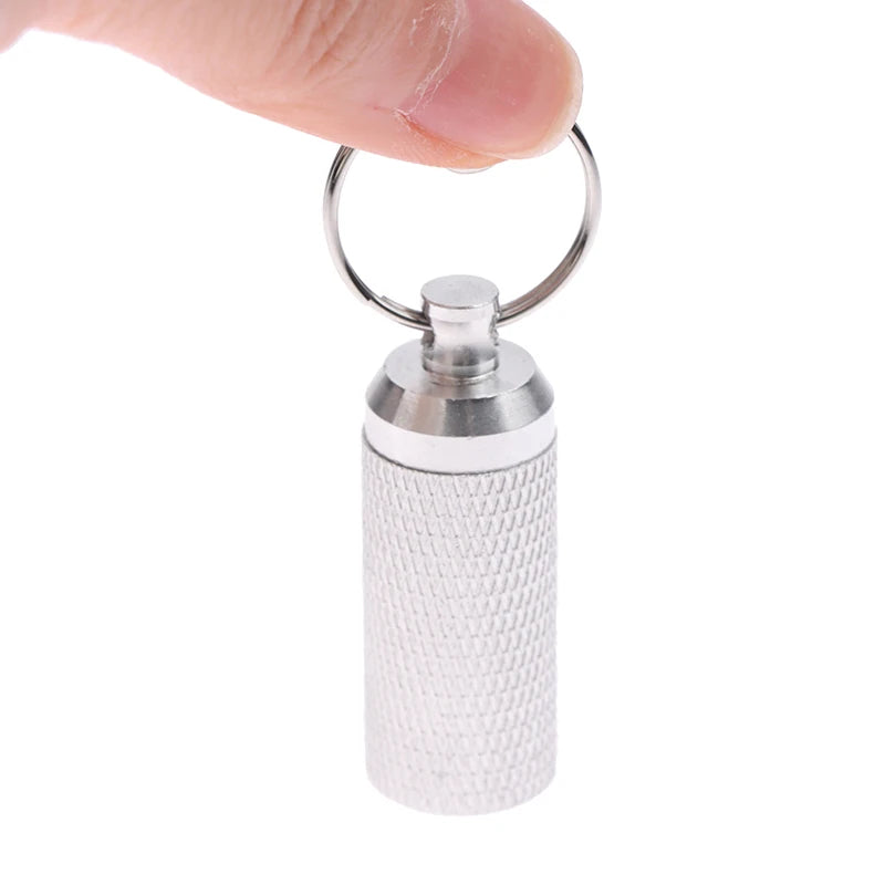 Aluminum Alloy Waterproof Pill Shaped Box Bottle Holder Container Qme