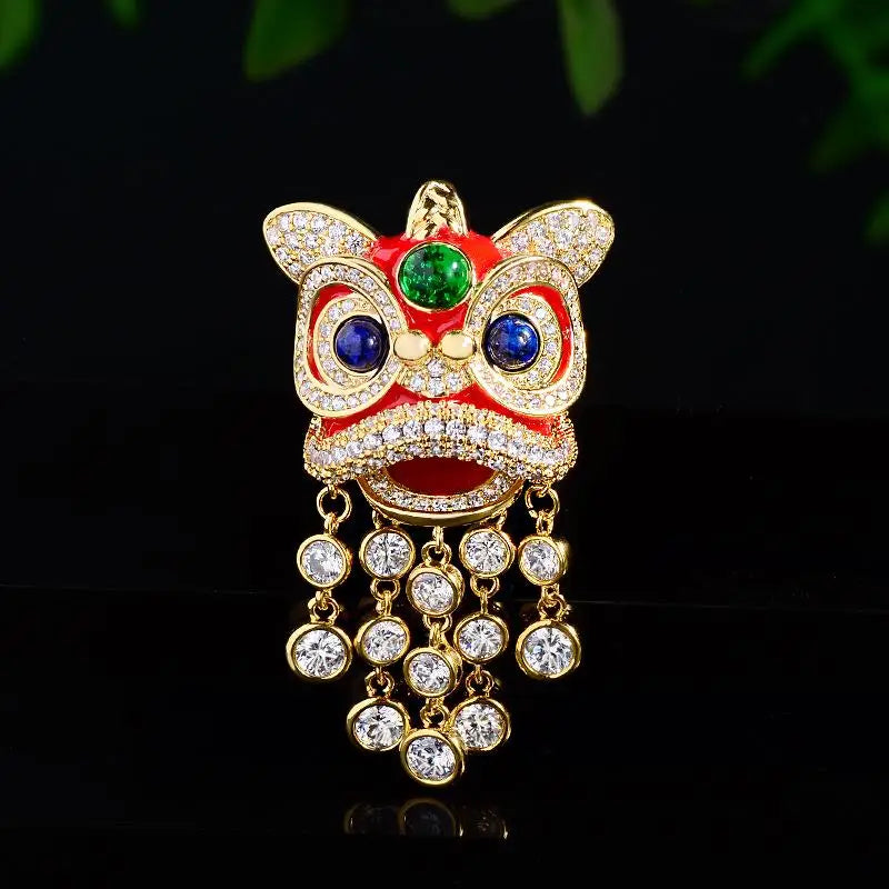 Cute Zodiac Pony Lion Dance Brooches Versatile Animals Horse Corsage Pins Clothing Accessories New Year's Gifts Qme