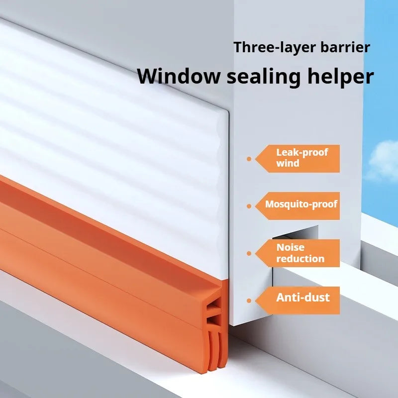2/4M TPE Sliding Window Seal Strip Self Adhesive Triple Sound Insulation Windproof Anti-Cold Door Under Adjustable Weatherstrip Qme