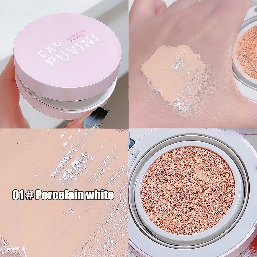 BB Cream Air Cushion Foundation Full Coverage Waterproof Long-lasting Concealer 3 Colors Cushion Compact Face Makeup Base Qme 01 Porcelain white