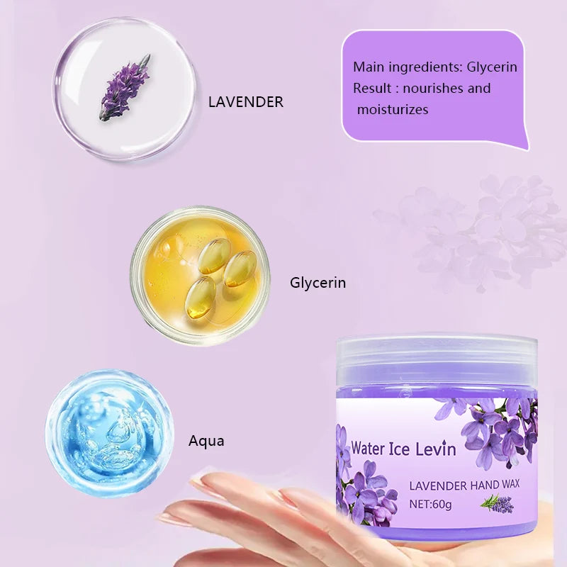 Lavender Moisturizing Hand Wax Mask, Hypoallergenic, for Hands and Feet, Smooths Skin, Gentle Cleansing Hand Mask, Brightens Hand Skin Qme