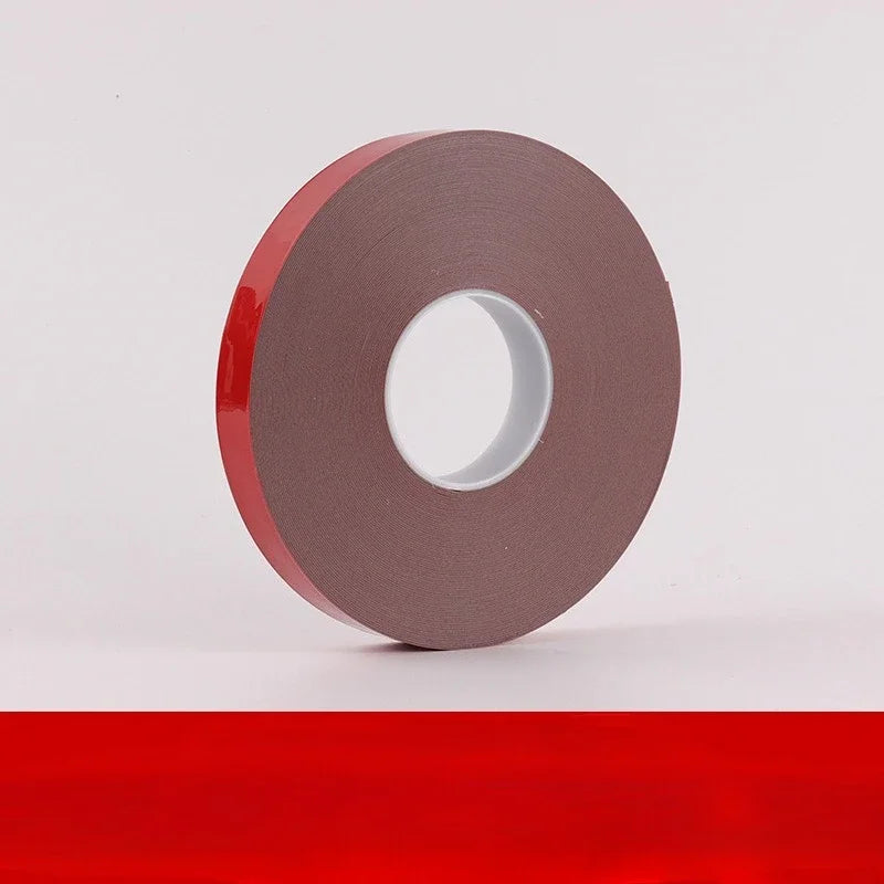 Strong Double-Sided Adhesive Tape - Adhesion Red Foam Tape for Securing Cables, Straps, Signs - Durable Hold on Smooth Surfaces Qme