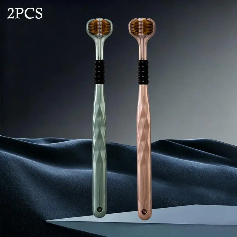 Three Sided Soft Bristled Toothbrush Adult Household Cleaning Qme 2pcs