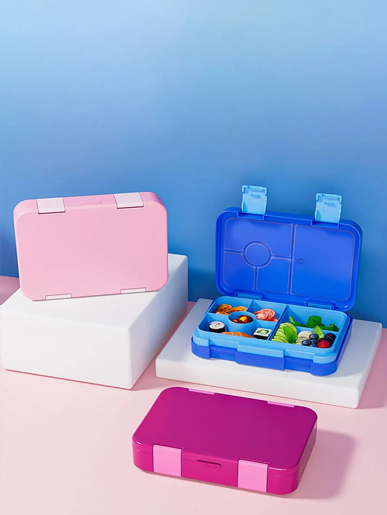 Large Capacity Double Button Lunch Box Divided Bento Detachable Easy Qme