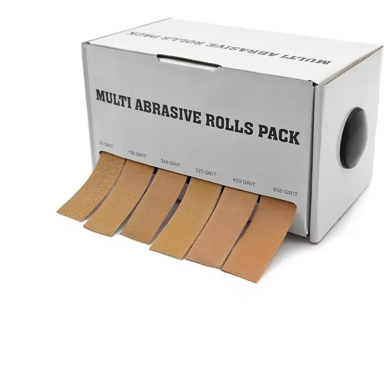 Diamond Cloth Rolls, 80/150/240/320/400/600 Grit Sandpaper Rolls, Metal Emery Cloth with Dispenser, Alumina Sandpaper Qme 6roll Yellow