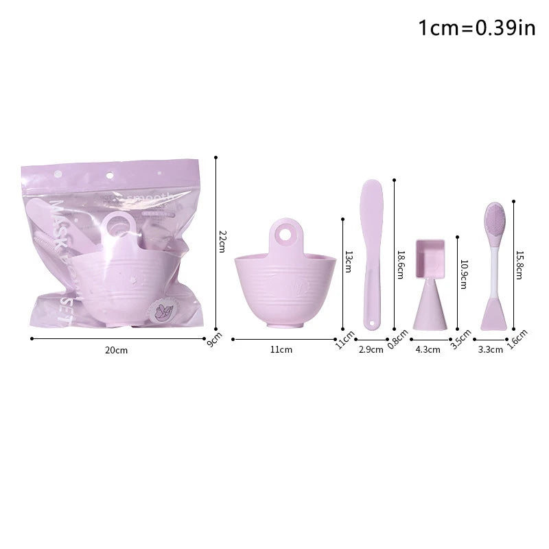 3 Silicone Mask Brushes Bowl Measuring Cup DIY Powder Seaweed Tools Qme