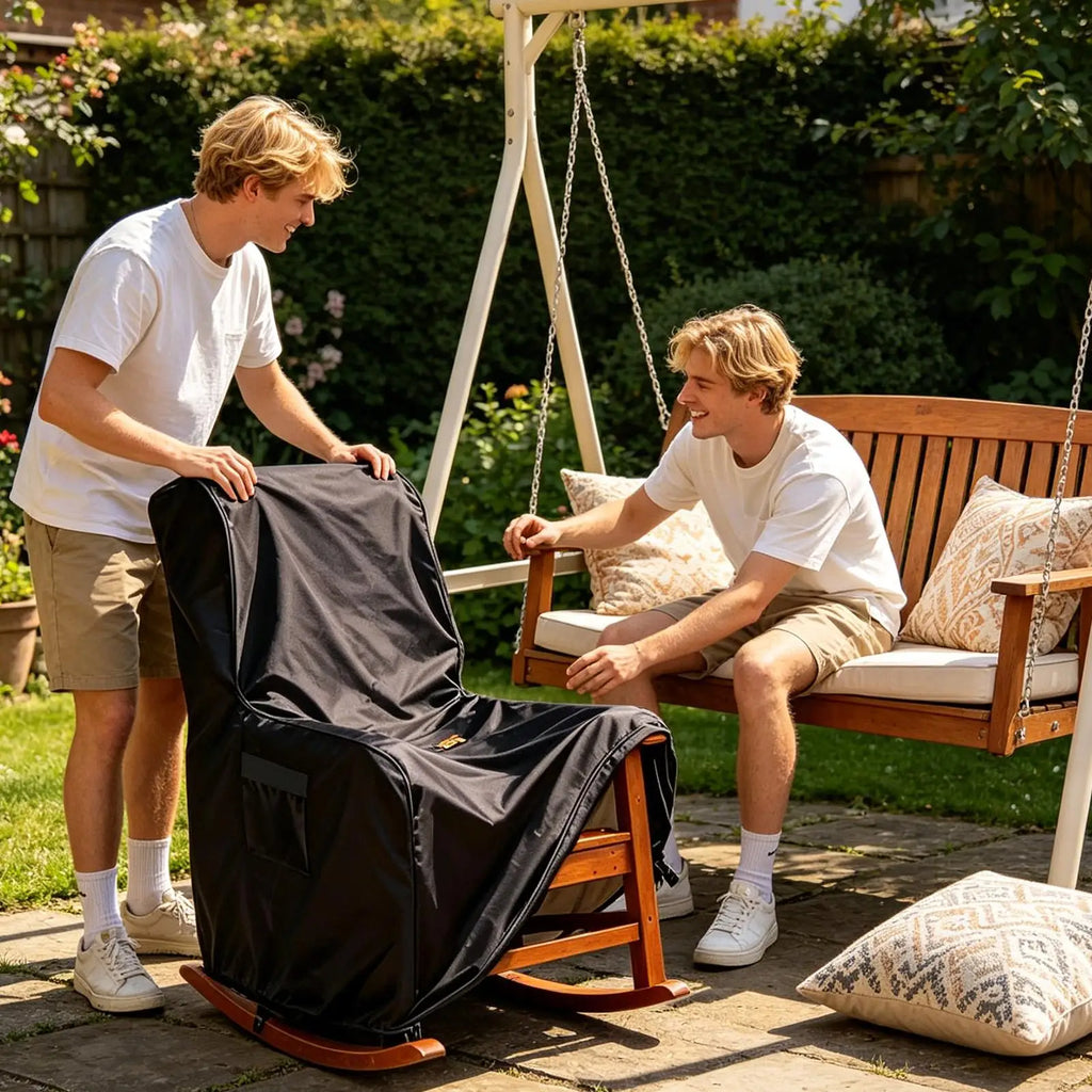 Rocking Chair Cover Outdoor Recliner Protector Heavy Duty Furniture Cover for Patio Lawn Backyard Porch Balcony Garden Camping Qme
