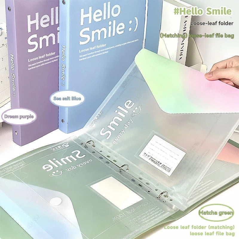 A4 PP File Bag, 3-hole D-ring Binder, Waterproof, Suitable for School, Office, Conference Supplies, Storage and Organization. Qme