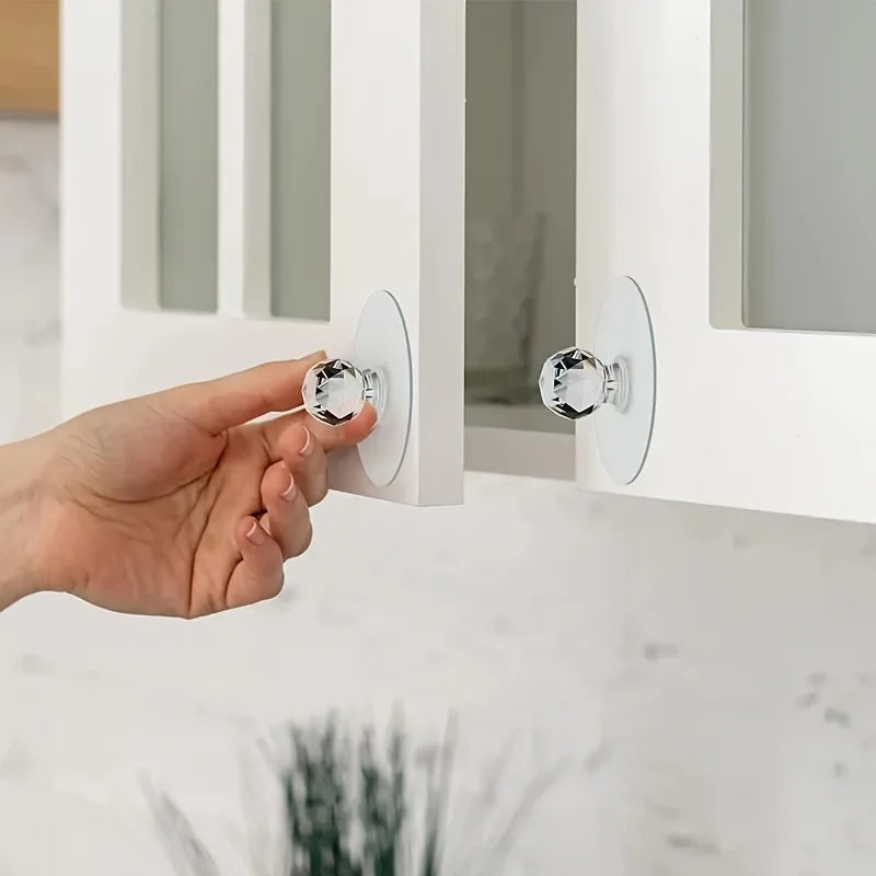 Self Adhesive Cabinet Drawer Handle Without Drilling Transparent Acrylic Handle Hook Window Opener Suitable for Kitchen Cabinets Qme