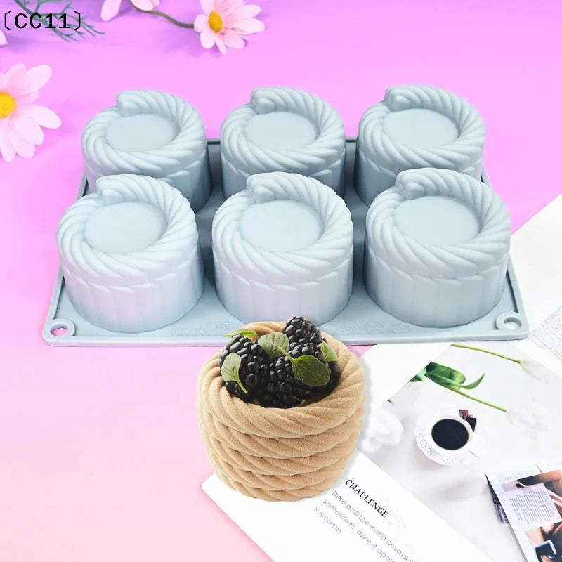 1 6 Cavity Woven Flower Basket Design French Mousse Cake Mould Qme