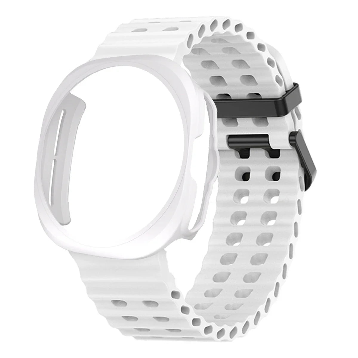 Case+Strap for Samsung Galaxy Watch 7 Ultra 47mm Sport Silicone Band Bracelet PC Case Protective Cover for Galaxy Watch 7 Ultra Qme white white Galaxy Watch 7 ultra