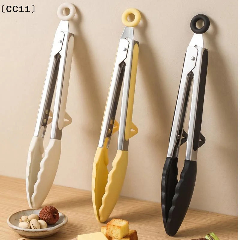 Silicone BBQ Grilling Tong Cooking Salad Bread Serving Non-stick Qme