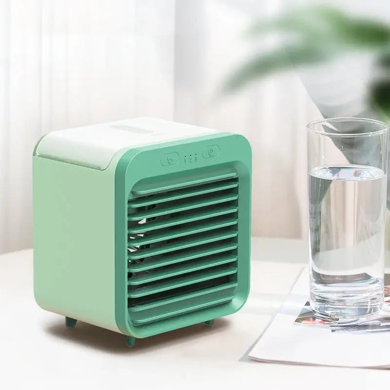Portable USB Chargeable Mini 3 Gear Air Conditioner Cooler Fan Air Conditioner Air Cooling Office Desktop Fan Parts Qme Lake Water Green