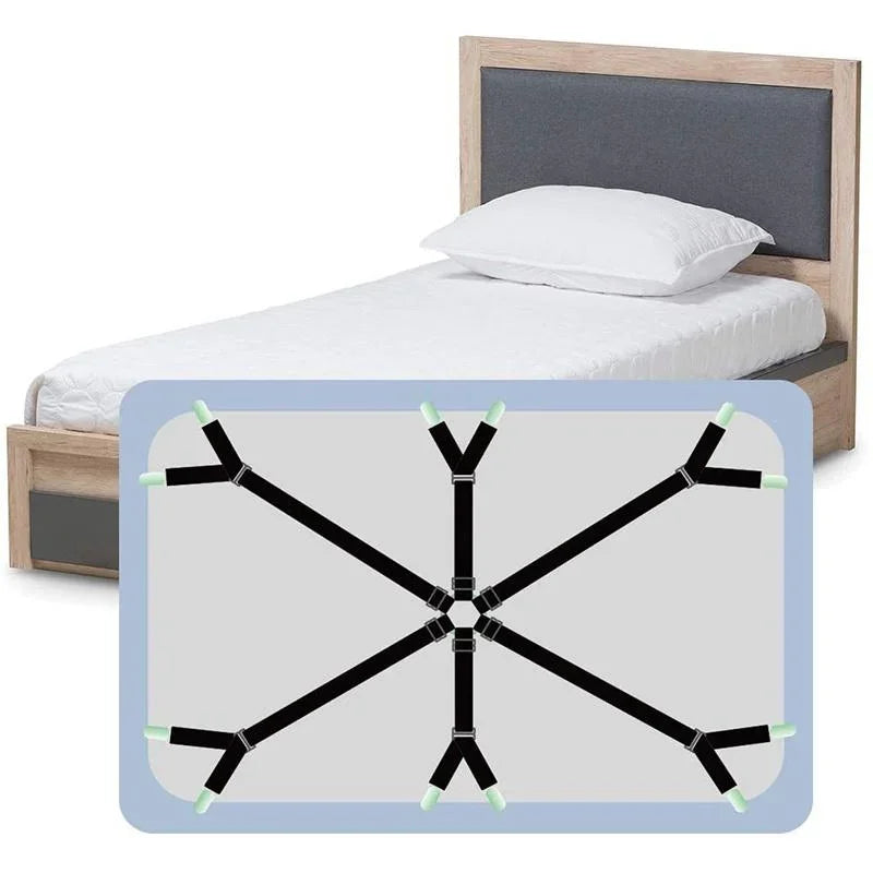 12 Clips Adjustable Elastic Bed Sheet Holder Mattress Clip Fasteners Cover Blankets Non-Slip Fixing Strap Grippers Black/White Qme