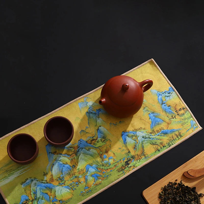 Retro Ancient Painting Tea Mat Matcha Green Powder Whisk Japanese Qme