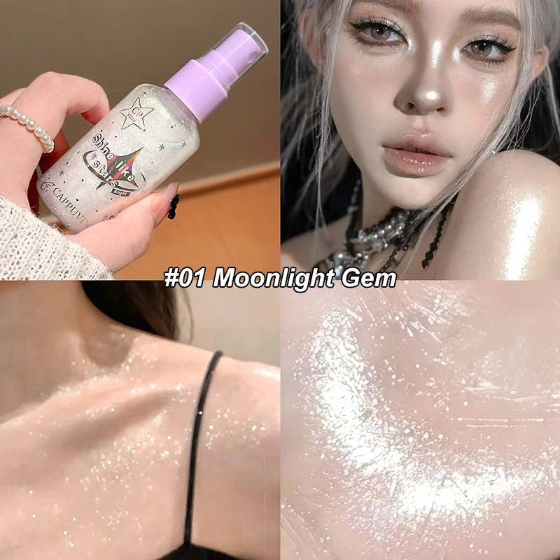 Body Glitter Spray Diamond Sparkle Highlighter Liquid Waterproof Qme 01