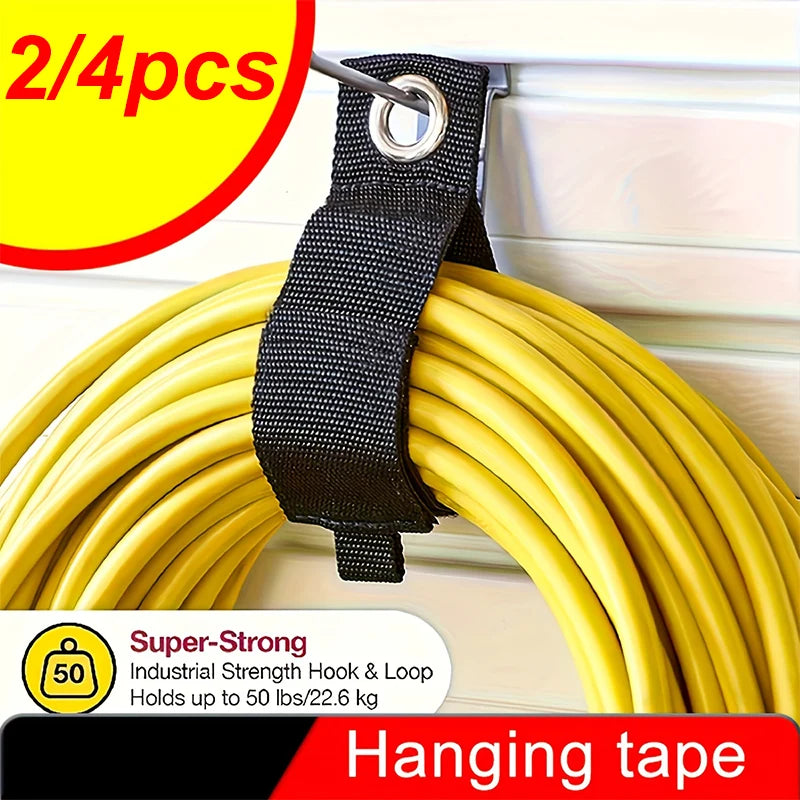 2/4pcs extension cord holder organizer, storage tape for garden hose storage and garage wall finishing Qme 4pcs