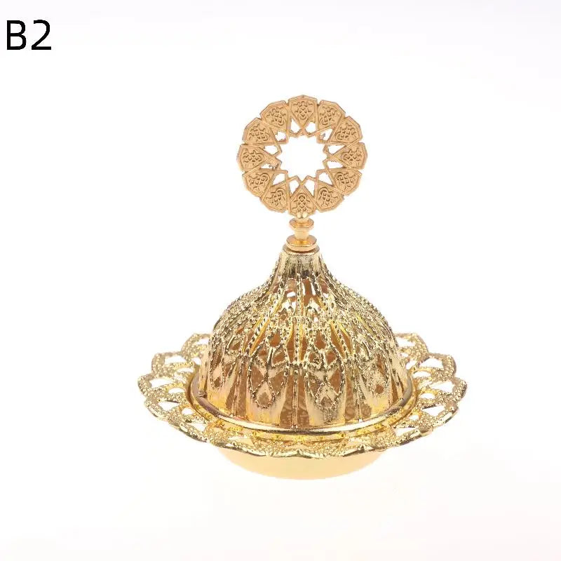Home Hotel Incense Holder Yoga Ornaments Burner Hollow Golden Tower Qme B2