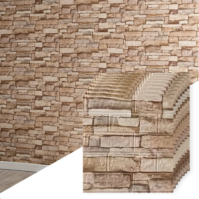 Self Adhesive Foam Brick Wallpaper 38 5x35cm White Black Waterproof Qme 38cmX35cm 40pcs retro coffee