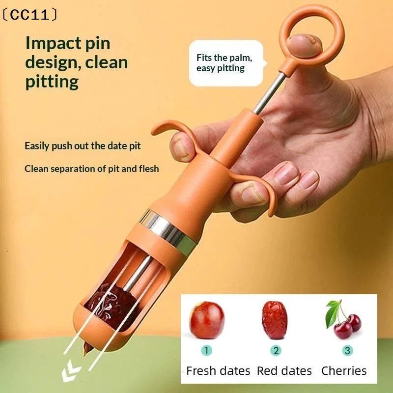 Cherry Pitter Fast One Second Pit Removal Non Slip Handle Red Date Qme