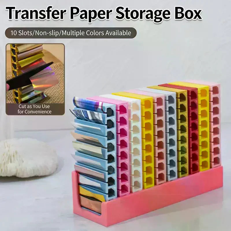 10 Grids Nail Art Sticker Organizer Storage Box Transfer Paper Qme