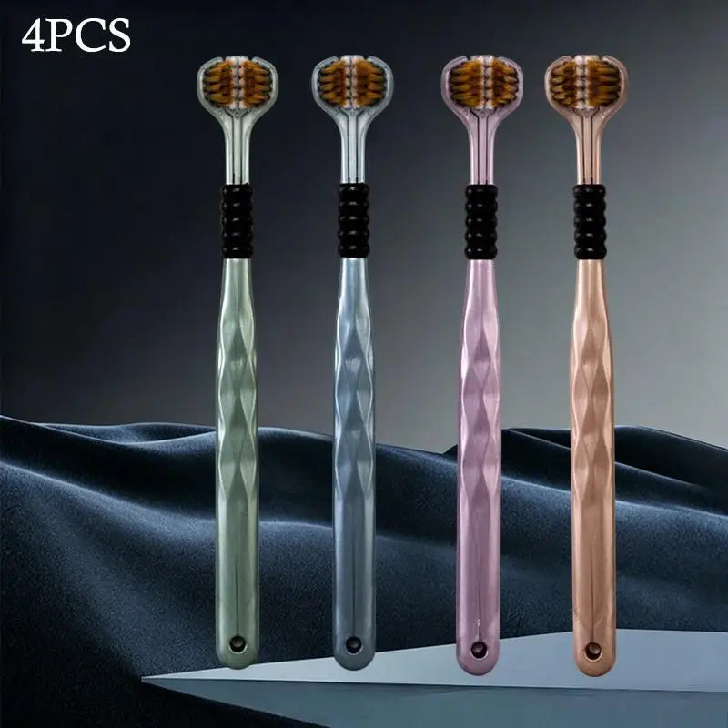 Three Sided Soft Bristled Toothbrush Adult Household Cleaning Qme 4pcs