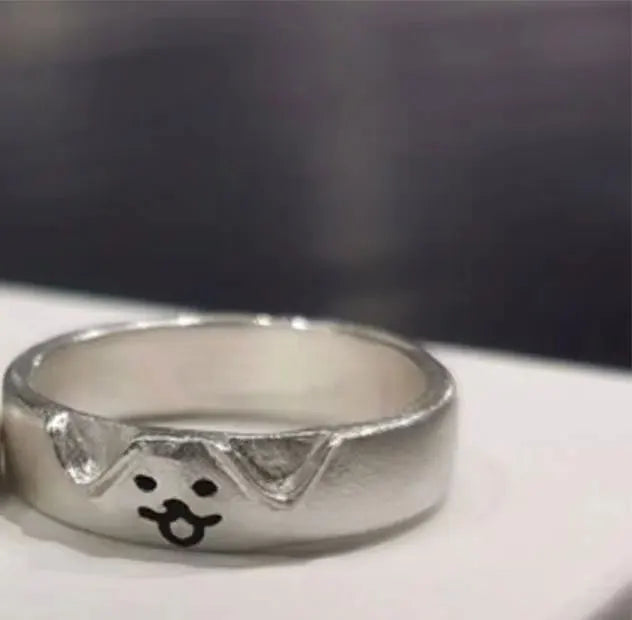 1pcs Cute Cat Dog Animal Couple Ring for Women Men 2025 New Fashion Statement Lover Rings Valentine's Day Party Jewelry Gifts Qme Size 7 gou