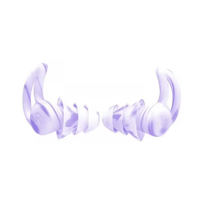 3 Layer Tapered Soft Silicone Ear Plugs for Sleep, Noise Reduction, Sound Insulation and Ear Protection, 2Pcs Qme Colorful Purple