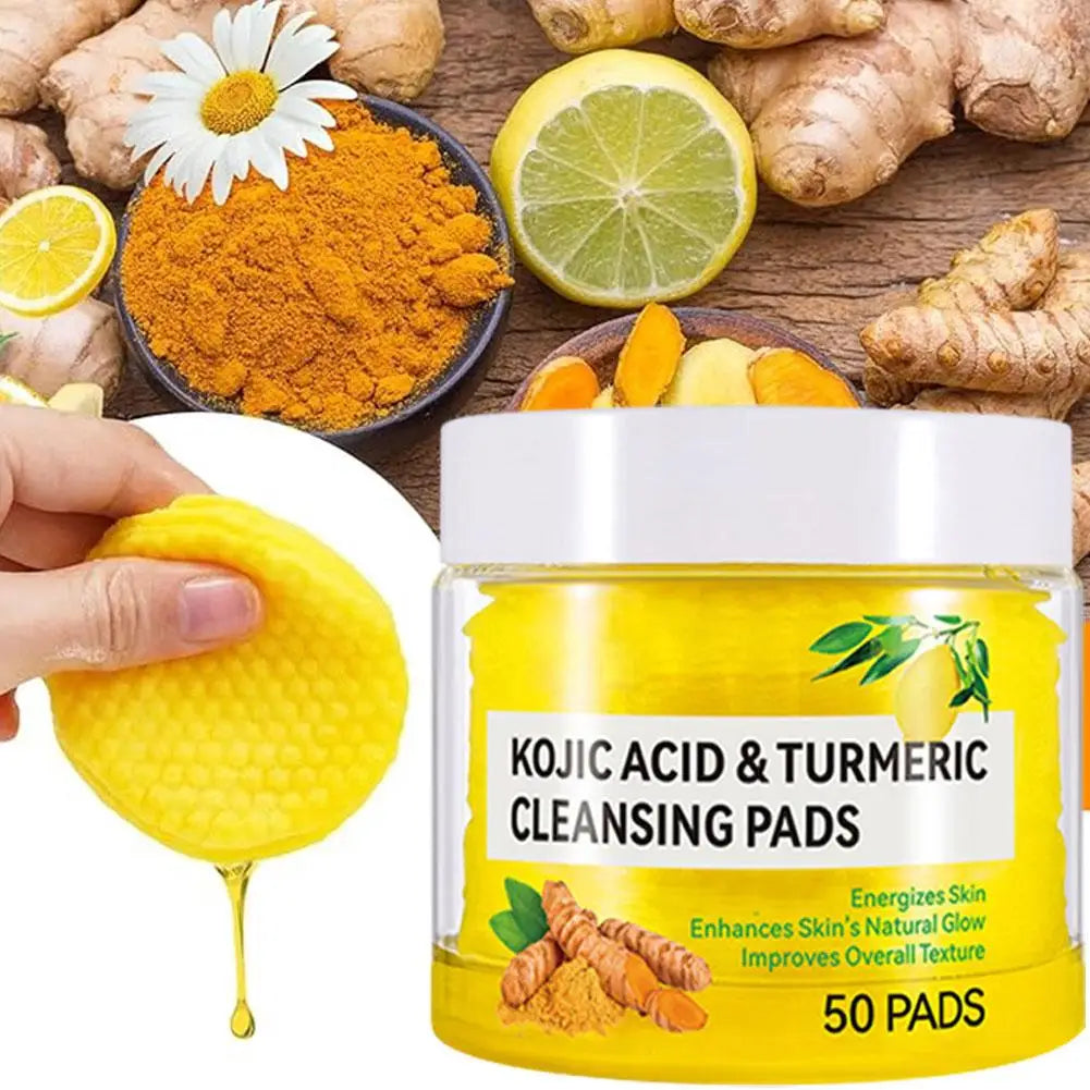Turmeric Cleansing Pad Kojic Acid Sponges Exfoliating Pads-Acne Scars 50pcs Lemon Chamomile Deep Cleaning For Face Care Products Qme