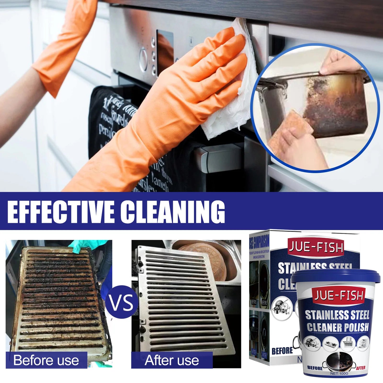 Pot Bottom Cleaner Stainless Steel Cookware Black Rust Clean Oil Descaling Polish Metal Surface Stainless Steel Cleaning Paste Qme