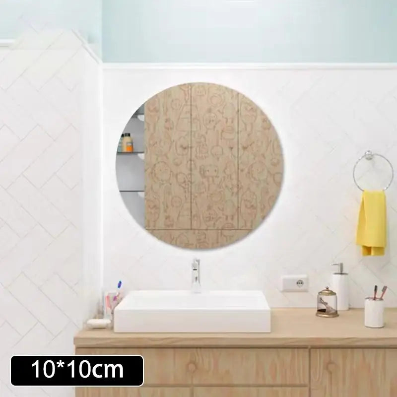 Square Mirror Wall Sticker Self-adhesive Acrylic Tile Mosaic Decal Qme C1