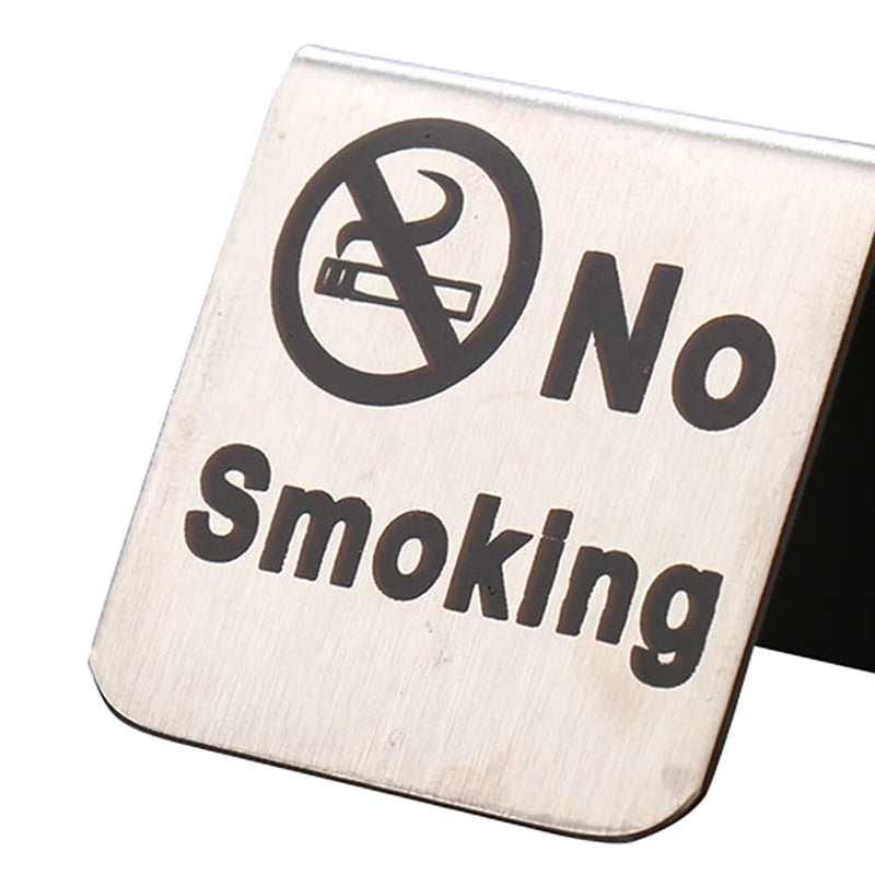 ^Stainless Steel No Smoking Sign Double-Sided Tabletop Warning Sign Plaque For Restaurant Public Places Hotel Office Qme