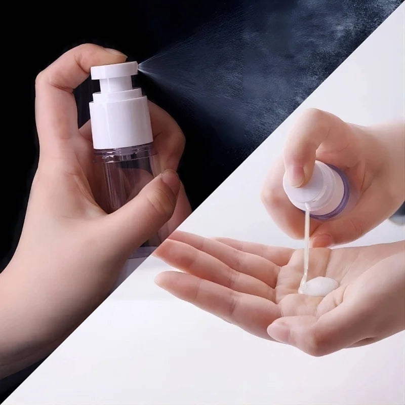 15-100ml Airless Pump Bottles Clear Refillable Vacuum Bottle Set Travel Portable Lotion and Spray Dispenser Cosmetic Containers Qme