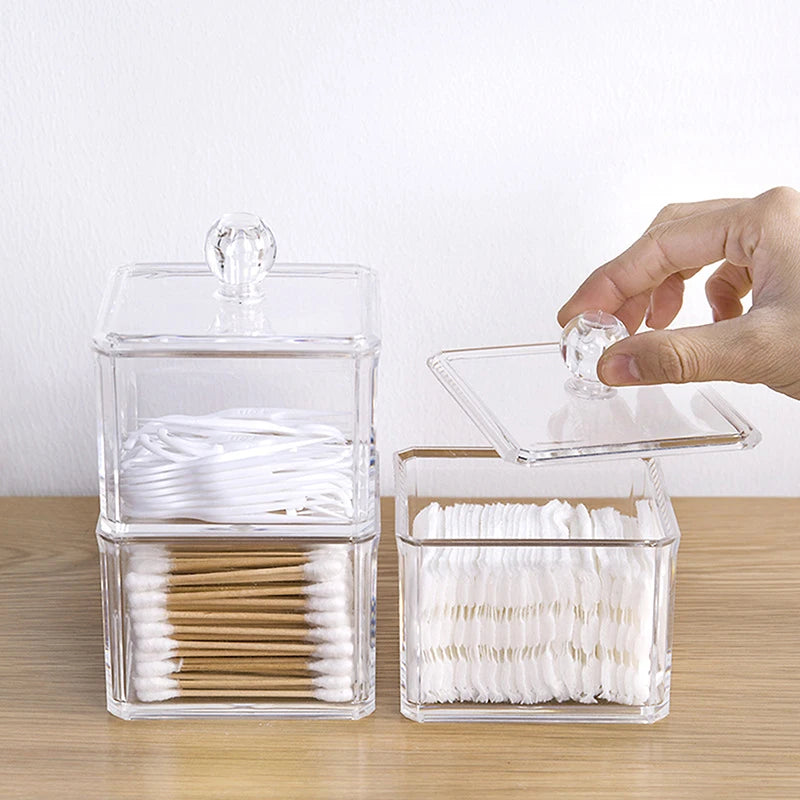 Cotton Swabs Dispenser Desktop Cosmetic Jewelry Cases Organizer Qme