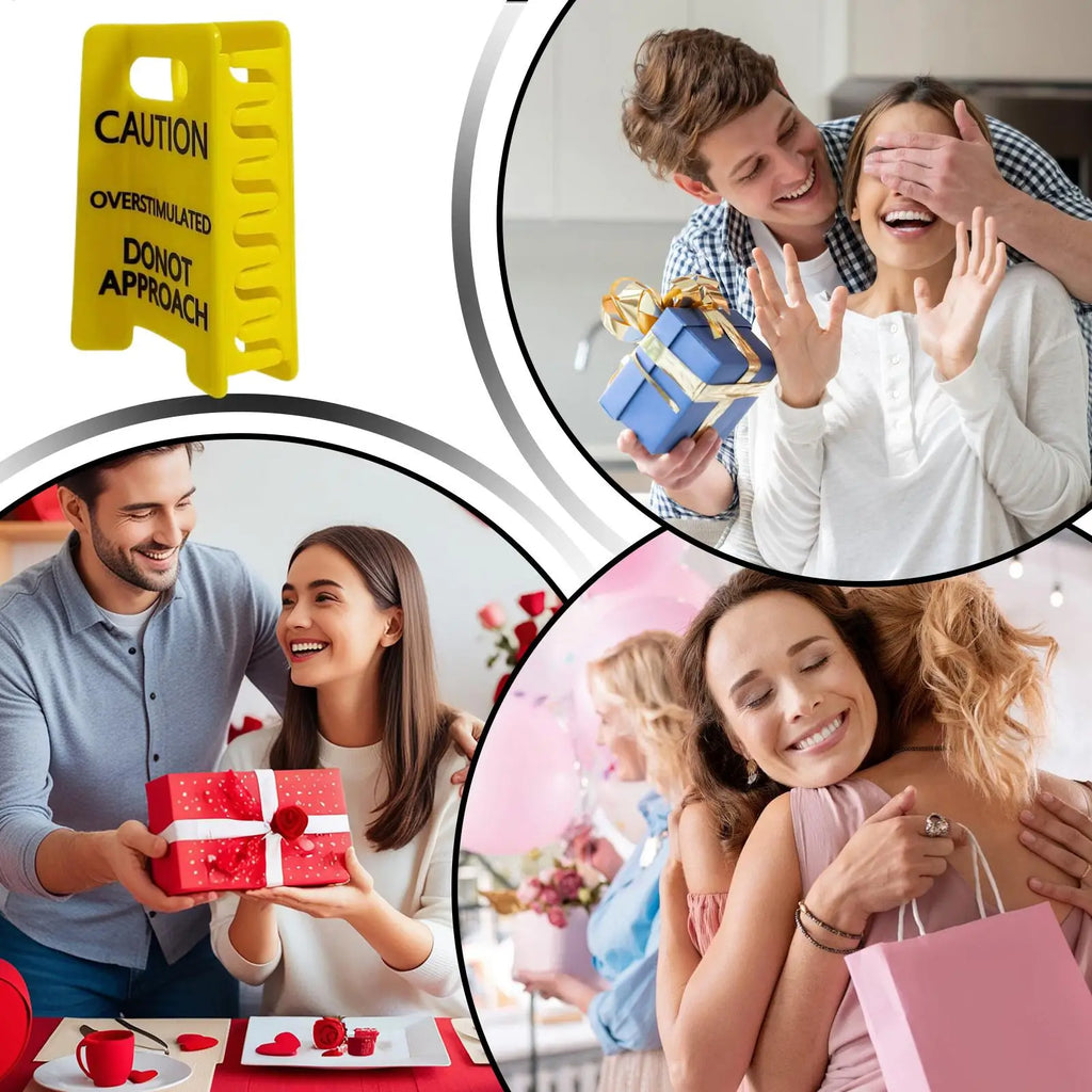 Funny Yellow Hairs Clips Thick Caution Overstimulated Desk Sign Qme