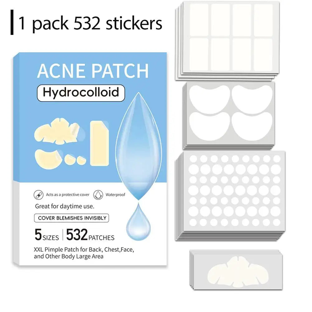 Large Pimple Patches Bulk Face 5 Sizes Hydrocolloid Acne Covering Qme 532pcs