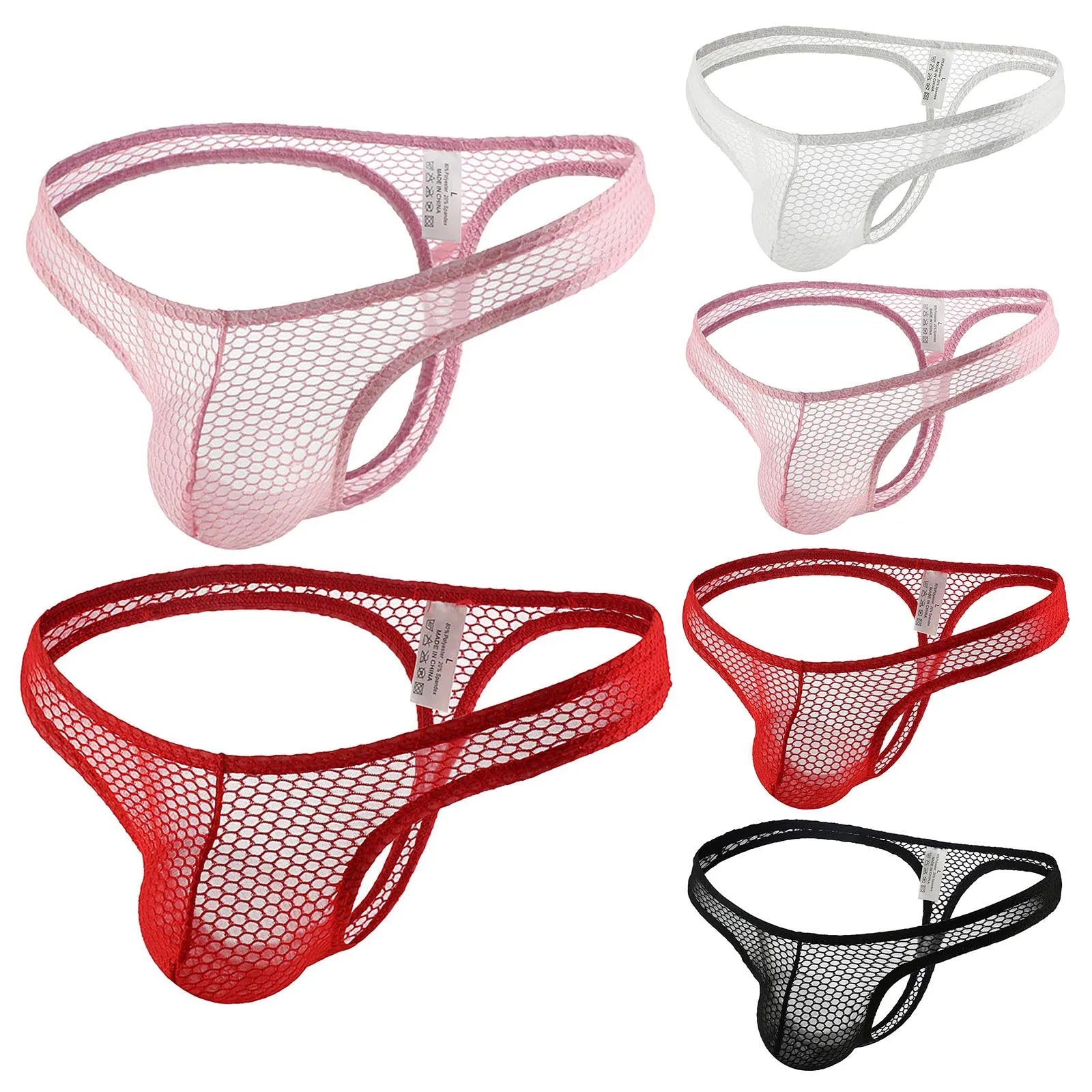 Male Thin Hollow Out Sexy Transparent Briefs Mesh Breathable Underwear Perspective Underpants Slips Homme Erotic Panties Qme