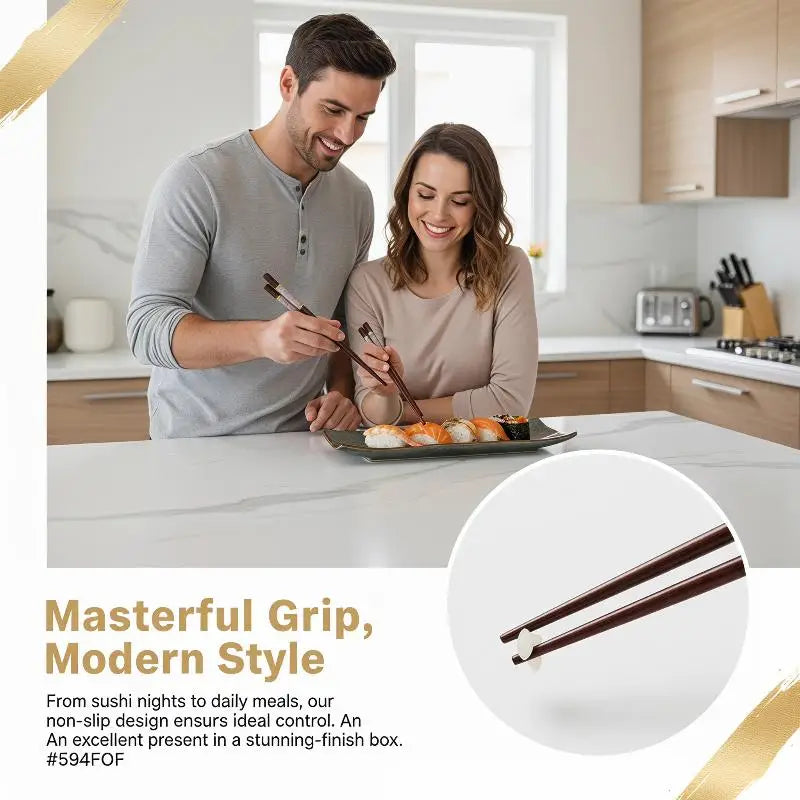 Banboo Chopstick Reusable Non-slip Sushi Food Chop Sticks Chopsticks Qme Default Title
