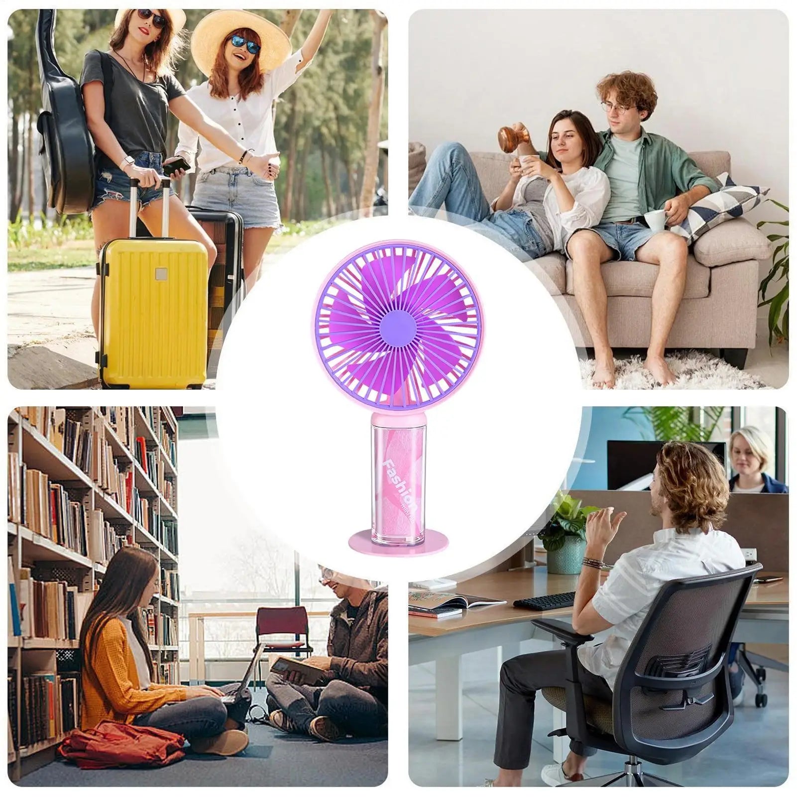 Handheld Fan 3 Speeds Air Blower Device Rechargeable Portable Fan for Travel Vacation Camping Hiking Backpacking Beach Picnic Qme