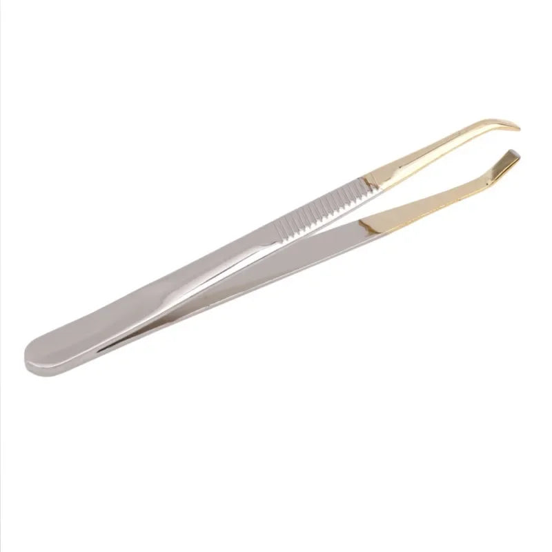 Eyebrow Tweezers Facial Hair Removal Clip Stainless Steel Flat Slant Qme gold