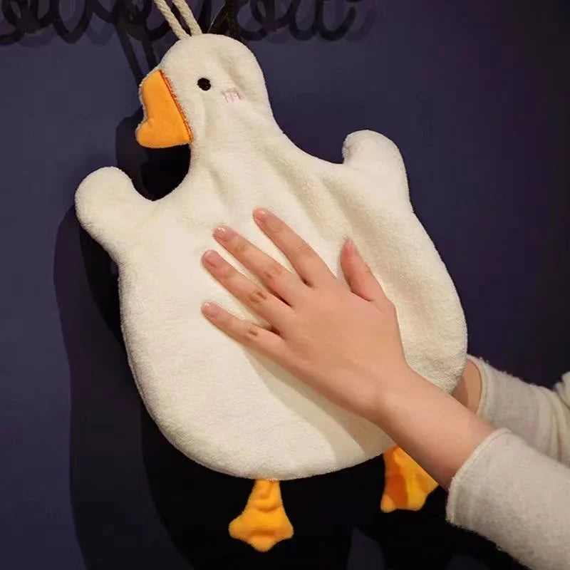 Cute Cartoon Goose Hand Towel Kitchen Bathroom Hanging Thickened Qme