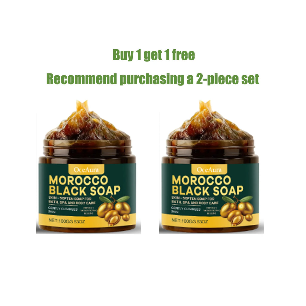 Oceaura Morocco Black Soap Bath Spa Body Care Gentle Cleansing Deep Qme 100g x2