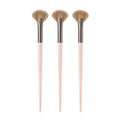 1 Slim Soft Facial Fan Brush Makeup Cosmetic Multi Use Mask Tool Qme 3PCS Pink