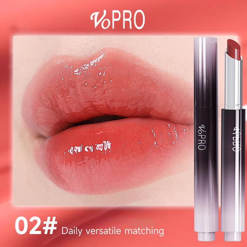 Moisturizing Water Light Lipstick,Mirror Gloss Jelly Gel Lip Gloss,Long-Lasting,Waterproof,Lightweight,Nourishing & Hydrating Qme 02