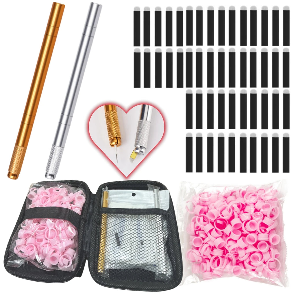 Brand New 3D Microblading Manual Pen Needles Permanent Makeup Professional PMU Eyebrow Microblading Ring Caps Kit Set Tool Qme