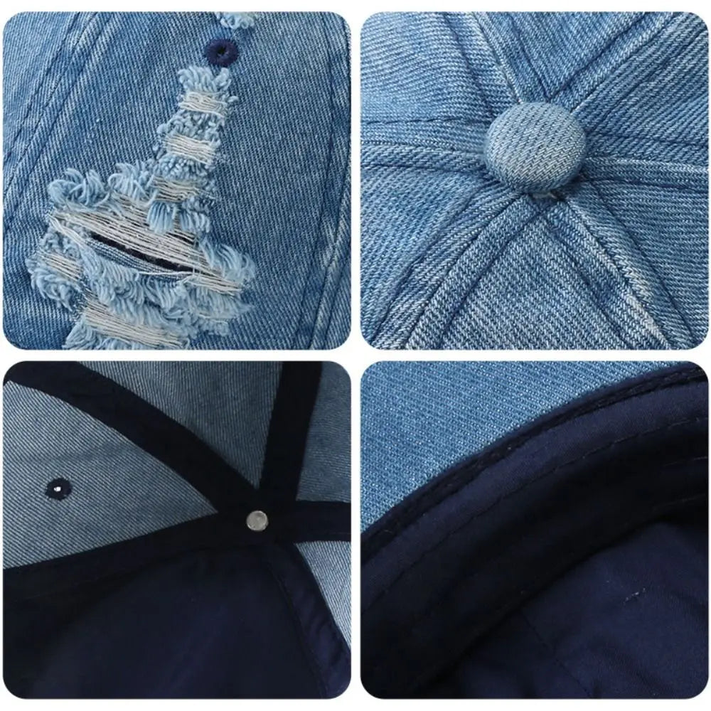 Simple Creative Denim Baseball Cap Hip Hop Cotton Sunscreen Hat Qme