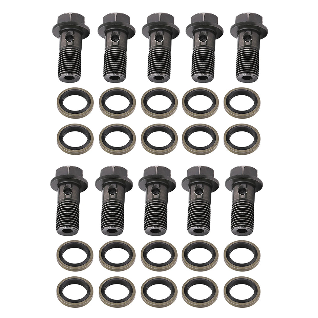 Motorcycle Banjo Bolts & Washers for Brake Caliper Master Cylinder M10 x1.25/M10 * 1.0mm Brake Motorcycle Brake Bolt Qme