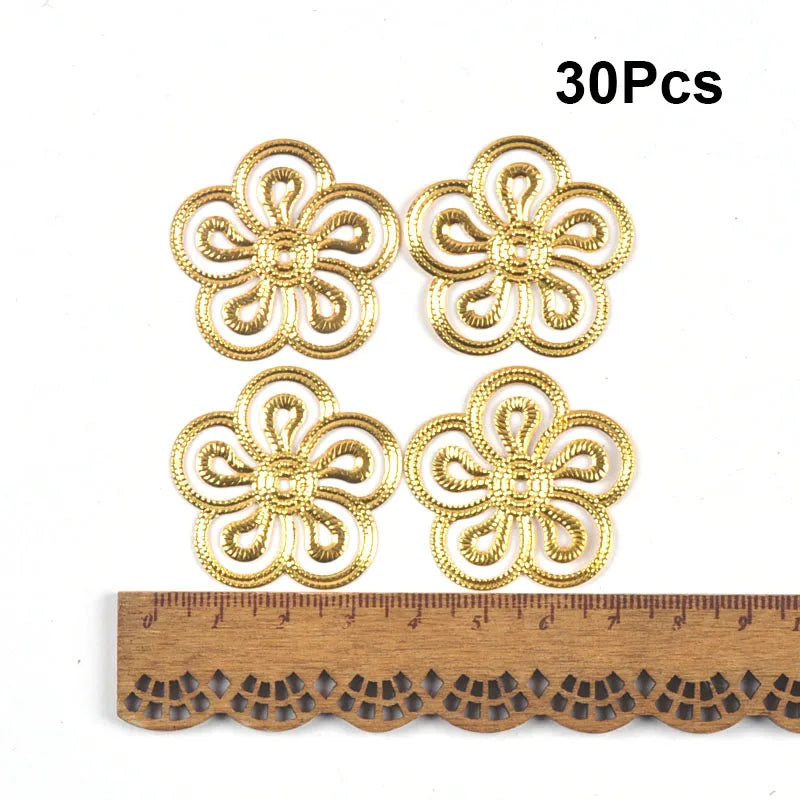 Flowers Antique Filigree Wraps Connectors For DIY Jewelry Accessories Findings Making Scrapbook Supplies Home Decor Metal Crafts Qme 35x35mm 30pcs